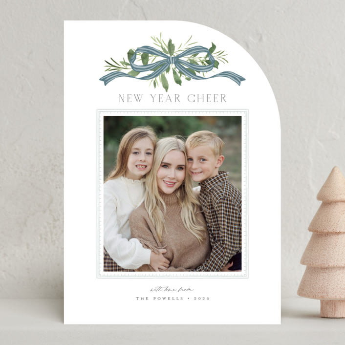 "Greenery Swag" - Holiday Cards in Blue Jay by Everett Paper Goods - Front