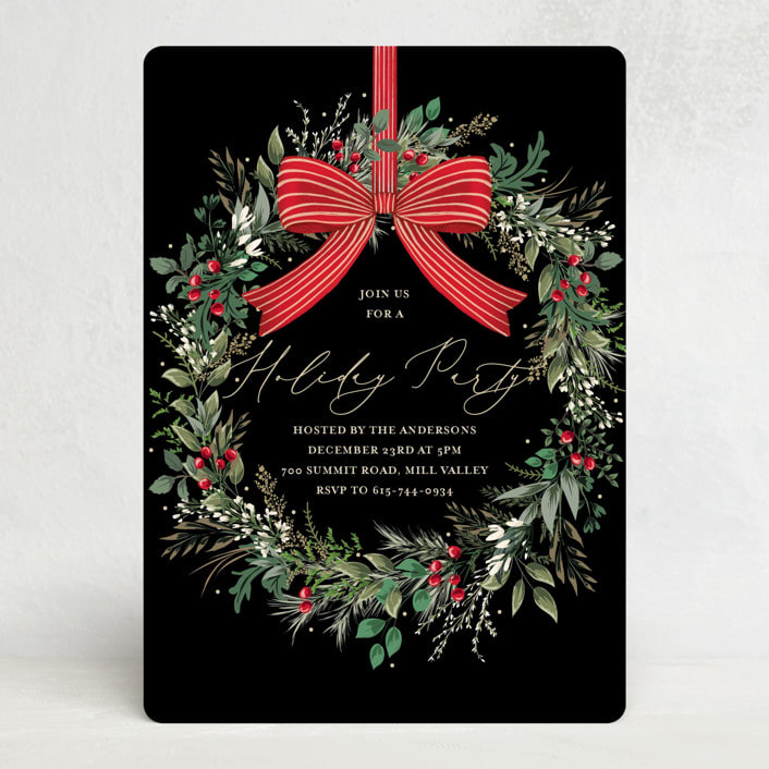 "Festive Holiday" - Party Invitations in Holly Berry by Susan Moyal - Front