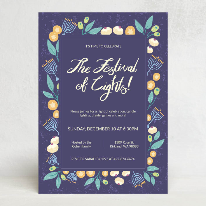 "Festival of Lights Party Invitation" - Party Invitations in Grape by Julia Simons - Front