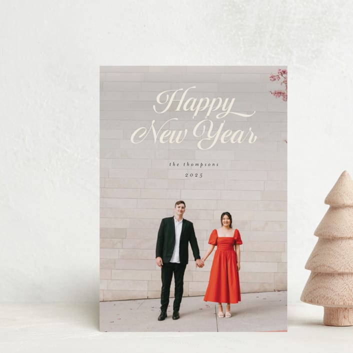 "Ribbon" - Holiday Cards in Champagne by Morgan Kendall - Front