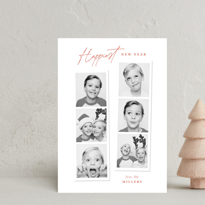 "joyful photo strips" - Holiday Cards in Ruby by Sarah Curry - Front