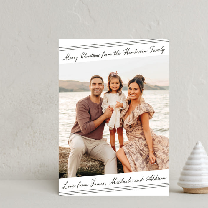 "Postcard Script" - Holiday Cards in Chimney Smoke by Katharine Watson - Front