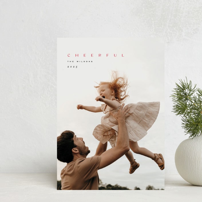 "Minimal Joy" - Holiday Cards in Cardinal by Owl and Toad - Front
