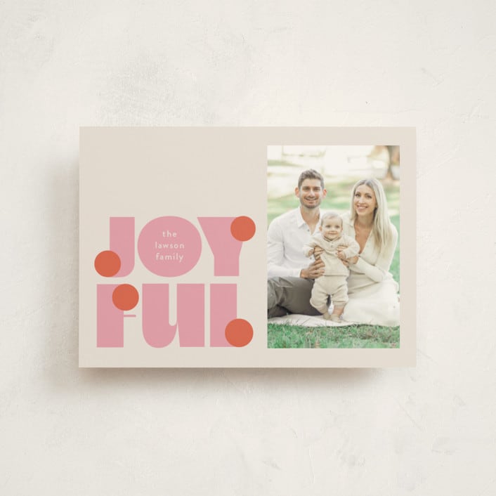 "pop joy" - Holiday Cards in Candied Grapefruit by Lori Wemple - Front