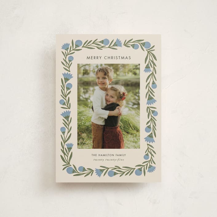 "wreath wrap" - Holiday Cards in Blue Spruce by Jen Owens - Front