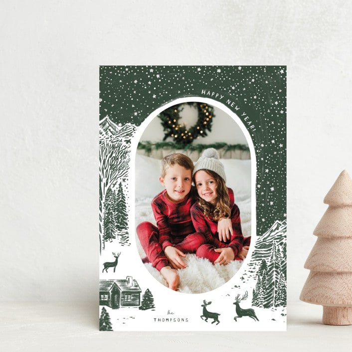 "Cabin in the Woods" - Holiday Cards in Pine by Jenna Holcomb - Front
