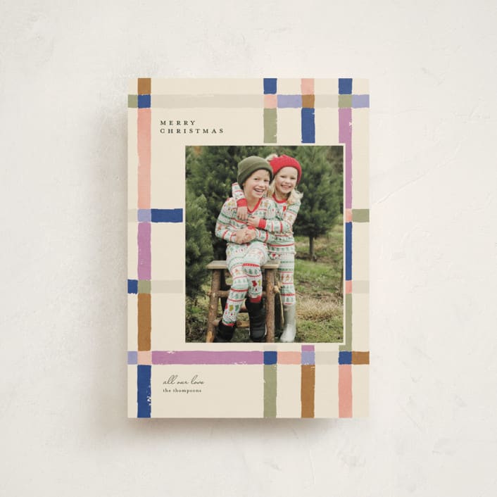 "Knitted Plaid" - Holiday Cards in Sugar Plum by Carrie ONeal - Front