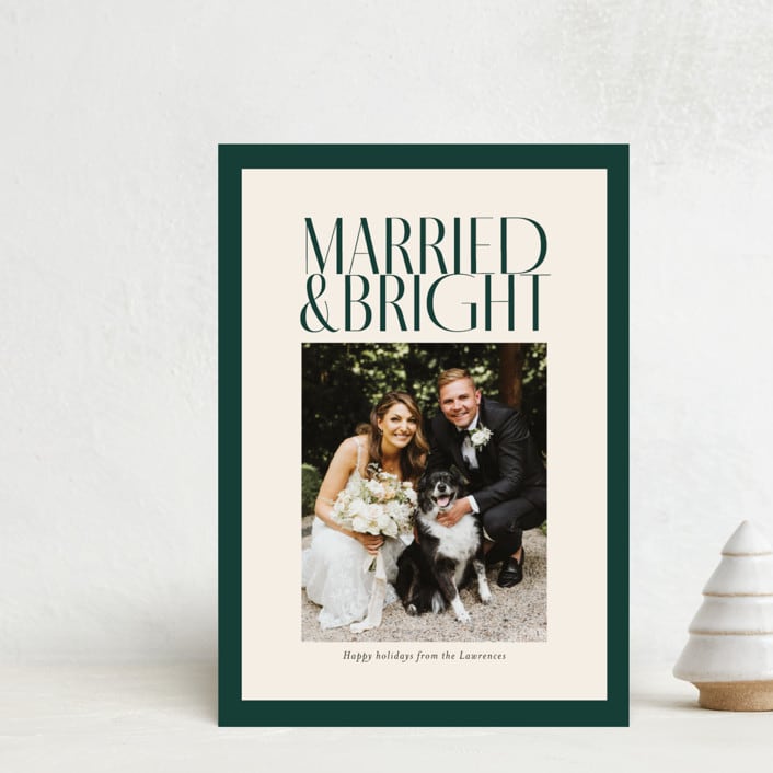 "Married & Bright" - Holiday Cards in Spruce by Ekko Studio - Front