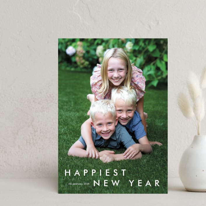 "Happy moments" - Holiday Cards in Cotton by Stacey Meacham - Front