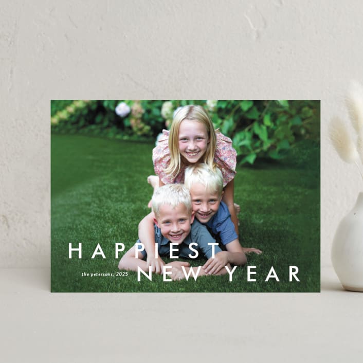 "Happy moments" - Holiday Cards in Cotton by Stacey Meacham - Front