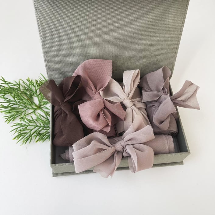 "Neutral Ribbon Set of 5" - Holiday Ribbons and Bows in natural by Honey Silks Co