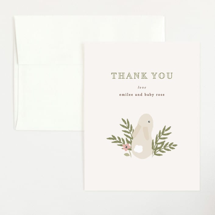 "petit lapin" - Baby Shower Thank You Cards in Cream by Angela Garrick - Front