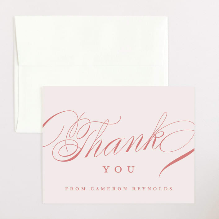 "Classique" - Baby Shower Thank You Cards in Peony by Carolyn MacLaren - Front
