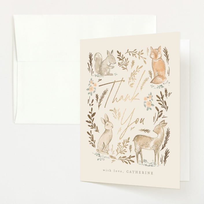 "Vintage woodland" - Baby Shower Thank You Cards in Ginger by Creo Study - Front