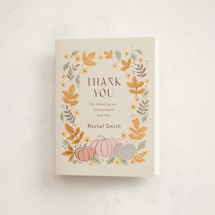 "pastel pumpkins" - Baby Shower Thank You Cards in Pudding by Cass Loh - Front
