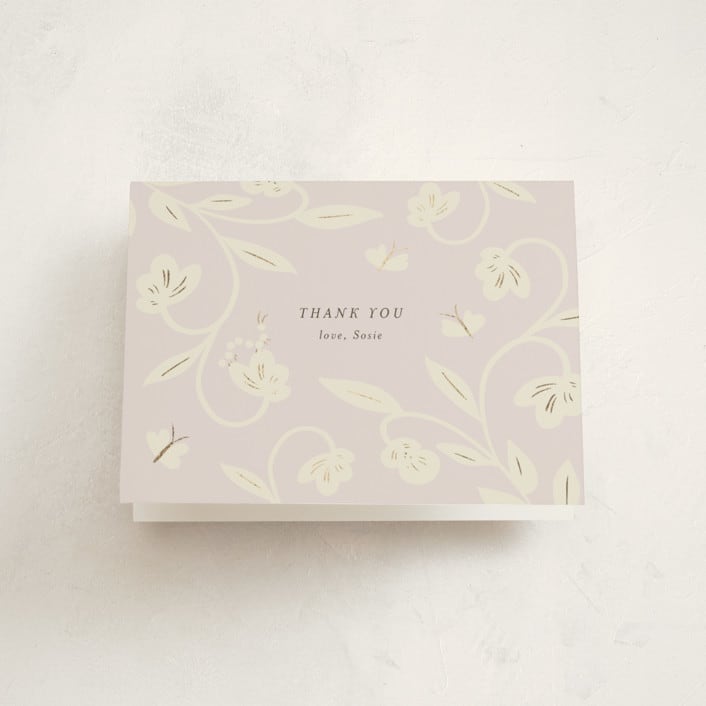 "Butterfly Garden" - Baby Shower Thank You Cards in Petal by Ani Somi - Front