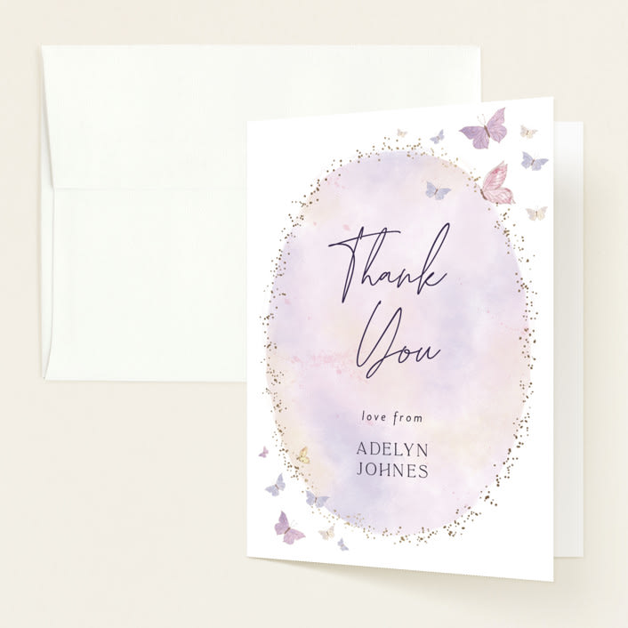 "Fabled" - Baby Shower Thank You Cards in Blush by Jelena Vuletic - Front