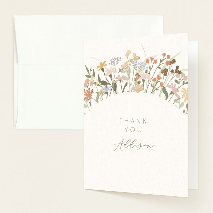 "Meadow flowers" - Baby Shower Thank You Cards in Vanilla by Jennifer Wick - Front