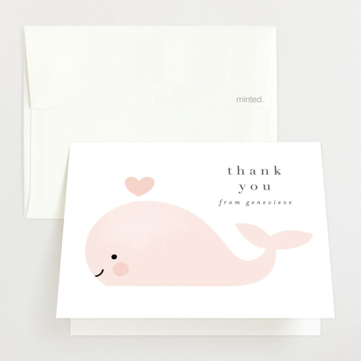 "Sea" - Baby Shower Thank You Cards in Blush by Lori Wemple - Front
