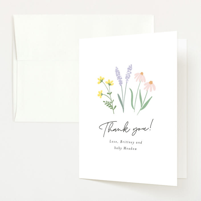 "She's a Wildflower" - Baby Shower Thank You Cards in Pastel by Itsy Belle Studio - Front