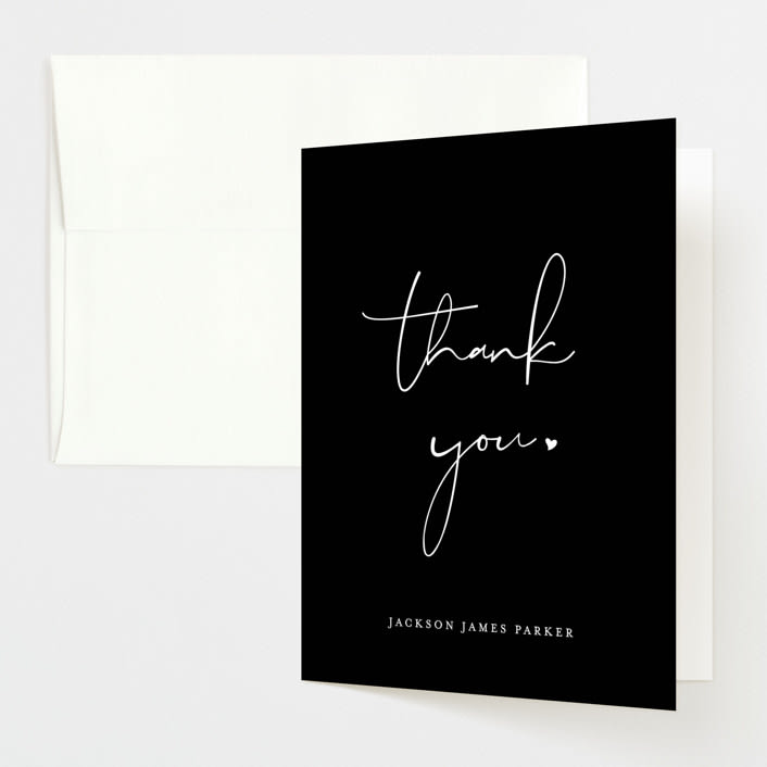 "Just Me" - Baby Shower Thank You Cards in Midnight by Lehan Veenker - Front
