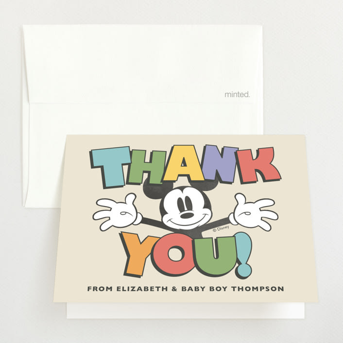 "Disney's Mickey Mouse Oh, Boy!" - Baby Shower Thank You Cards in Natural by Heather Schertzer - Front