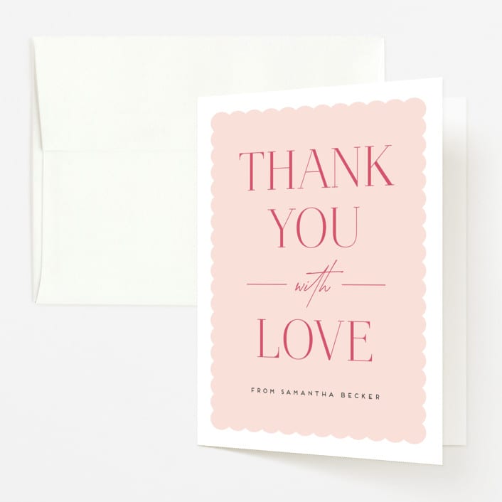 "Due With Two" - Baby Shower Thank You Cards in Carnation by Erica Krystek - Front