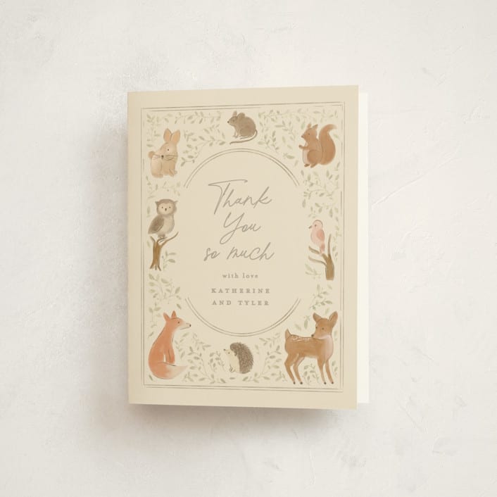 "Woodland storybook" - Baby Shower Thank You Cards in Ecru by Creo Study - Front