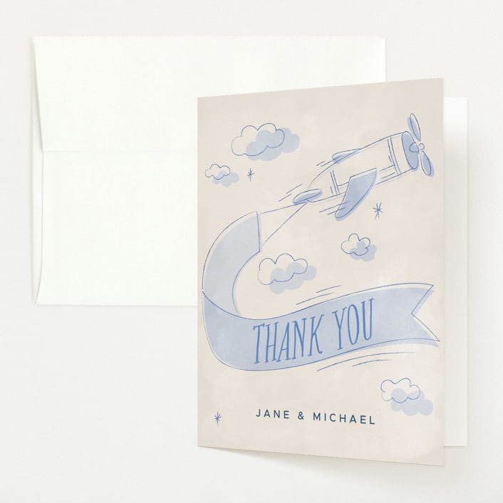 "fly with me" - Baby Shower Thank You Cards in Sky by Vera Lim - Front