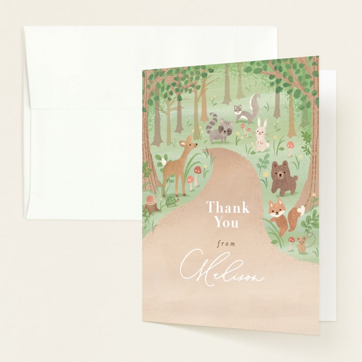 "Into the Woods" - Baby Shower Thank You Cards in Earth by Jennifer Wick - Front