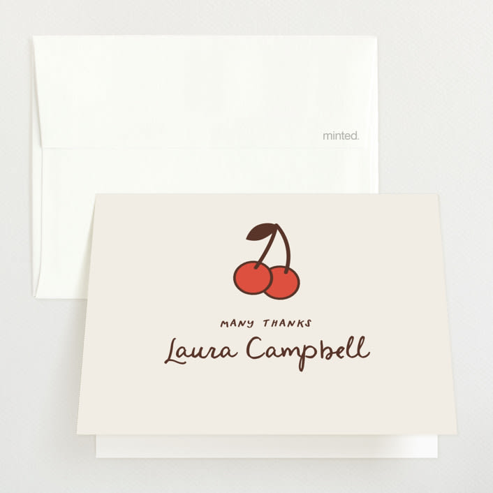 "Cherry on Top" - Baby Shower Thank You Cards in Sundae by Megan Davis - Front