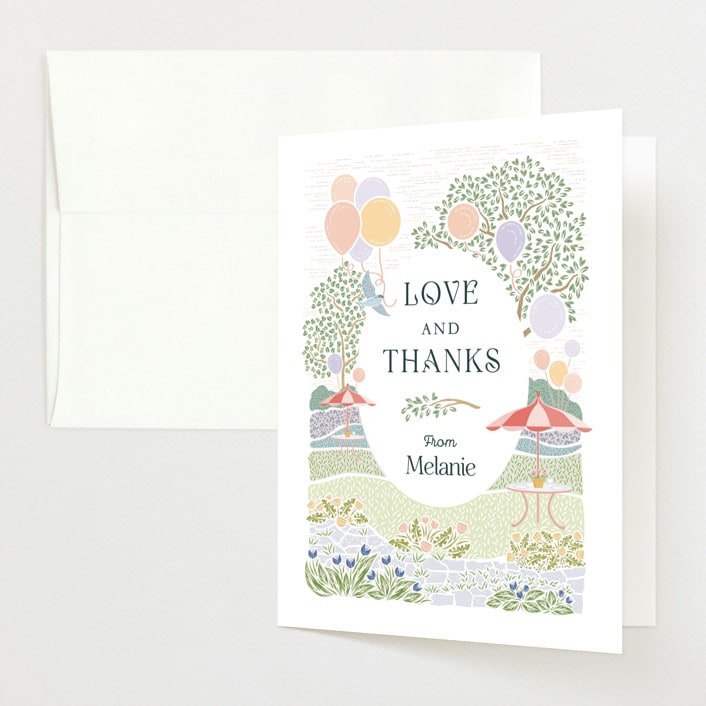 "Patio Party" - Baby Shower Thank You Cards in Watermelon by Paper Sun Studio - Front