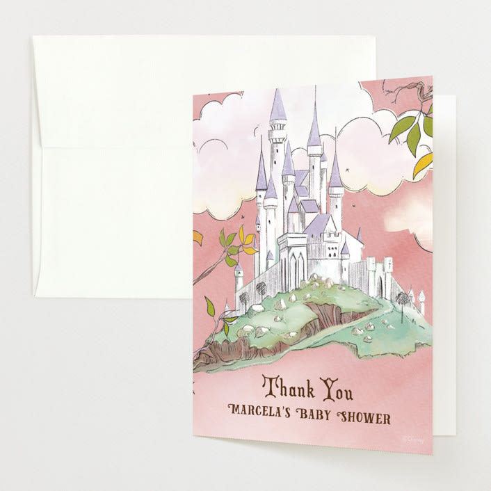 "Sleeping Beauty Storybook Forest" - Baby Shower Thank You Cards in Mint by Becky Nimoy - Front
