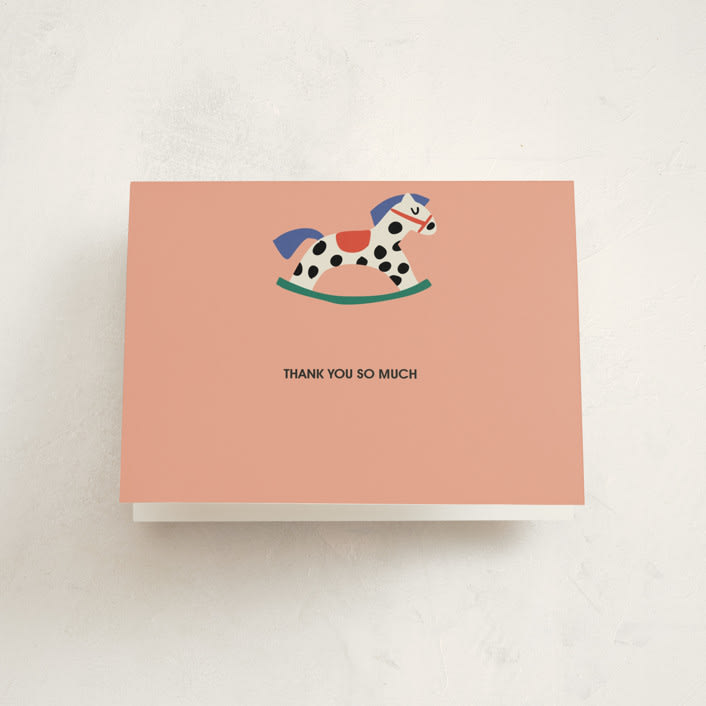 "Rocking Baby Shower" - Baby Shower Thank You Cards in Peach by Harriet Richter - Front