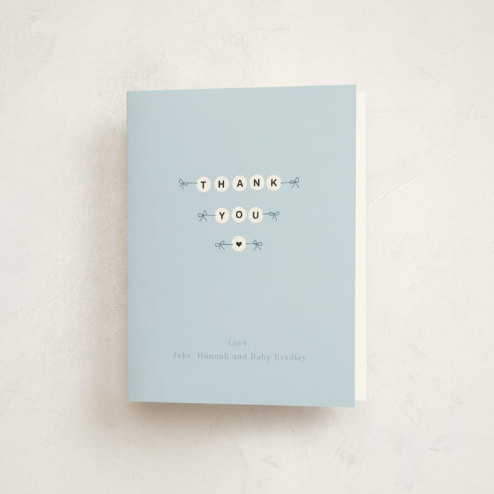 "Mom Era" - Baby Shower Thank You Cards in Aqua by Baumbirdy - Front