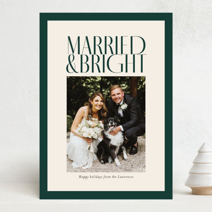 "Married & Bright" - Holiday Cards in Spruce by Ekko Studio - Front