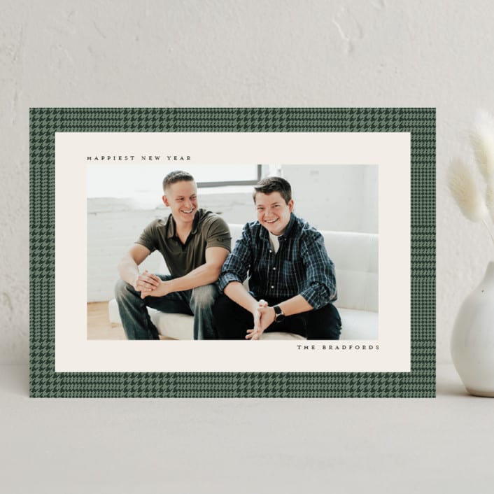 "Classic Houndstooth" - Holiday Cards in Balsam by Ekko Studio - Front