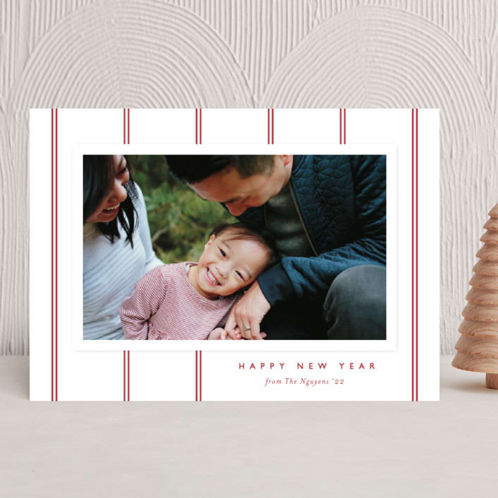 "Classic Stripes" - Holiday Cards in Candy Apple by Carolyn MacLaren - Front
