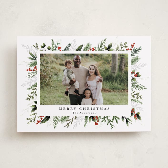 "Classic Greenery" - Holiday Cards in Peppermint by Susan Moyal - Front