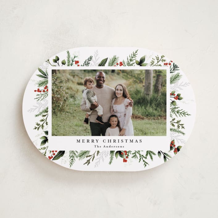 "Classic Greenery" - Holiday Cards in Peppermint by Susan Moyal - Front