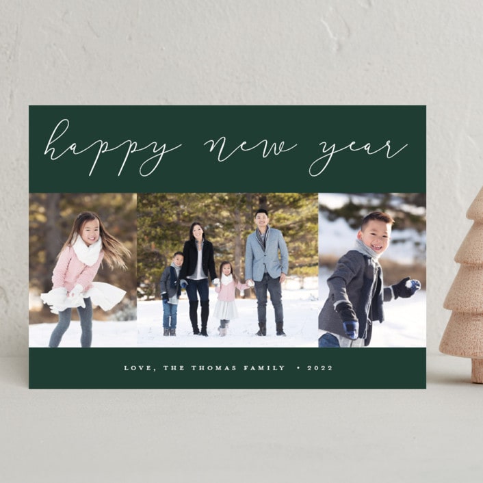 "Calligraphy Trio" - Holiday Cards in Forest by Stacey Meacham - Front