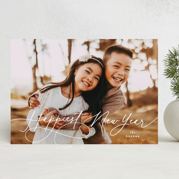 "Winter Script" - Holiday Cards in Snow by Kristie Kern - Front