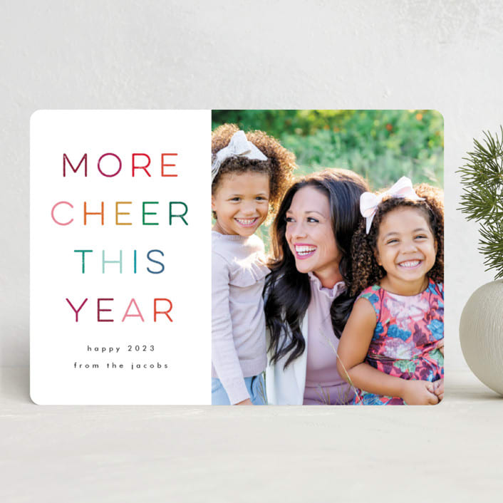 "More cheer" - Holiday Cards in Pumpkin by Lori Wemple - Front