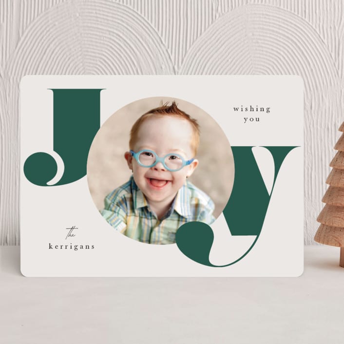 "Joy Frame" - Holiday Cards in Wreath by Lori Wemple - Front