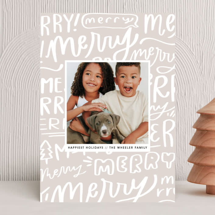"Lots of Merrys" - Holiday Cards in Sand by Olivia Goree - Front