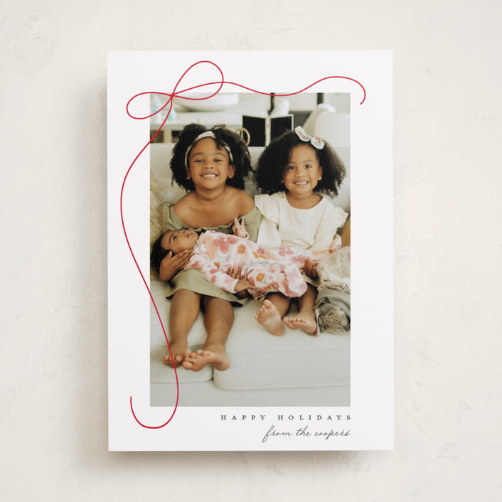 "Cascading Bow" - Holiday Cards in Snow by Lauren Chism - Front