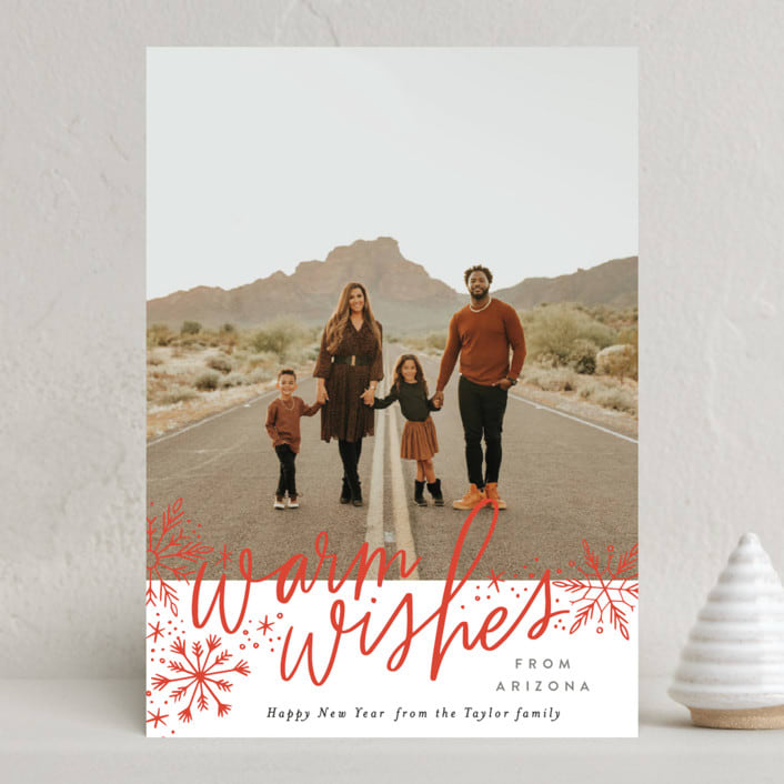 "Warm Wishes from" - Holiday Cards in Cranberry by Alethea and Ruth - Front