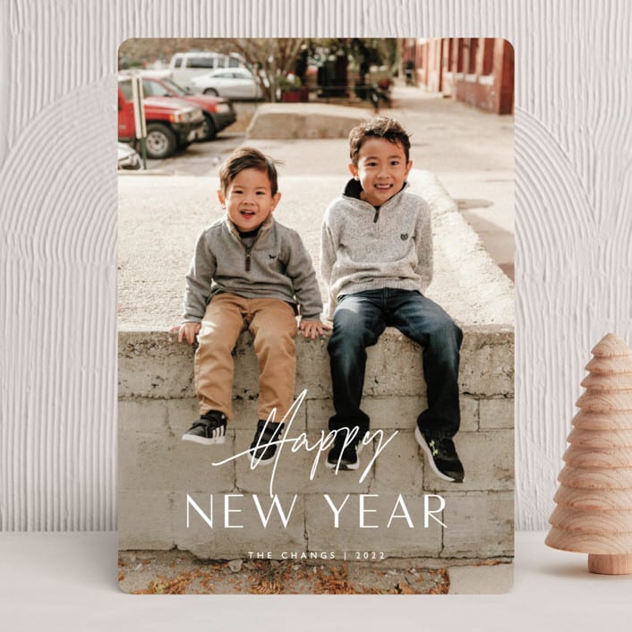 "Happy Hug" - Holiday Cards in Snow by Carolyn MacLaren - Front