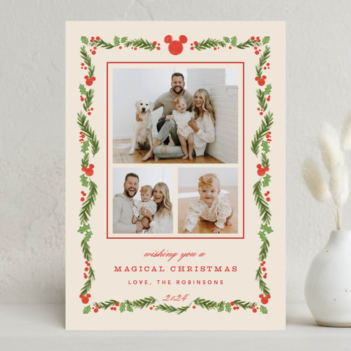 "Disney’s mickey Vintage holiday greens" - Holiday Cards in Stocking by Creo Study - Front