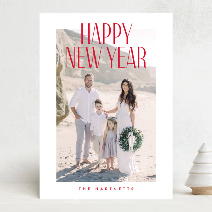 "Merry Title" - Holiday Cards in Poinsettia by Brooke Chandler - Front